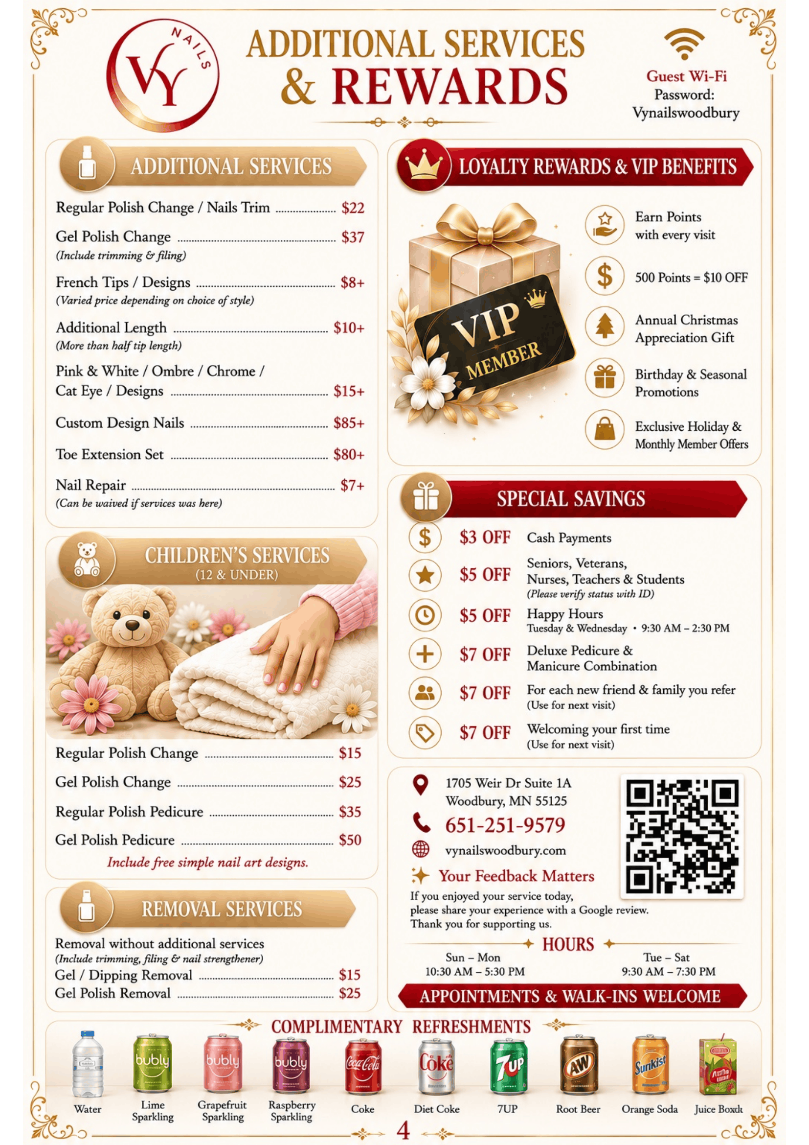 Vy Nails Menu Page 4 – Waxing & Services